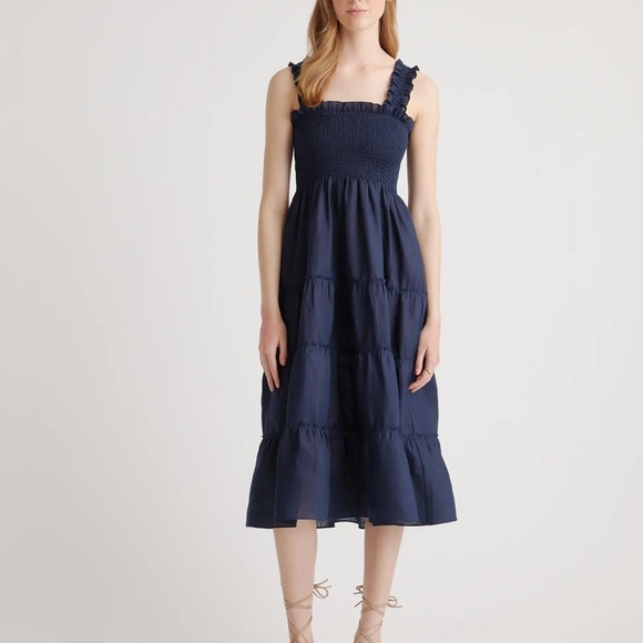 Quince Navy Midi Dress - Picture 1 of 9
